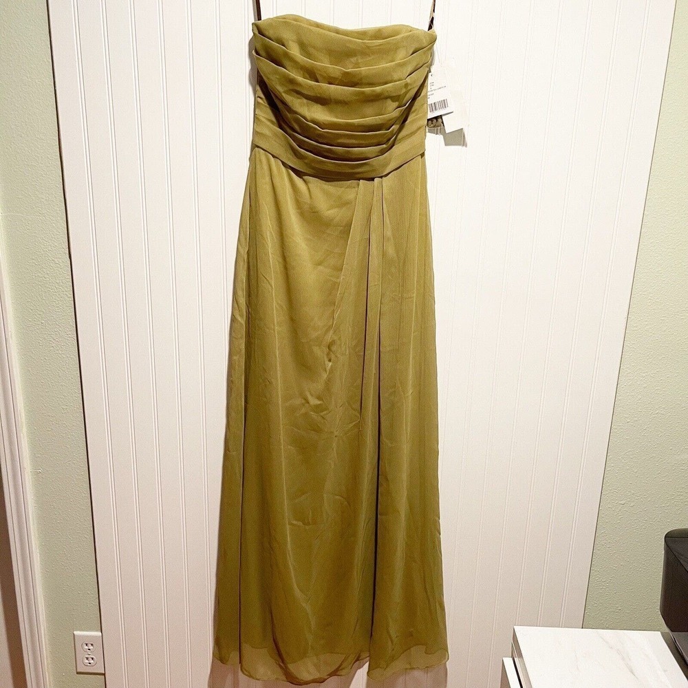 Lela Rose Bridesmaid Maxi Dress Strapless Citron Green NEW Size 8 - Picture 1 of 7